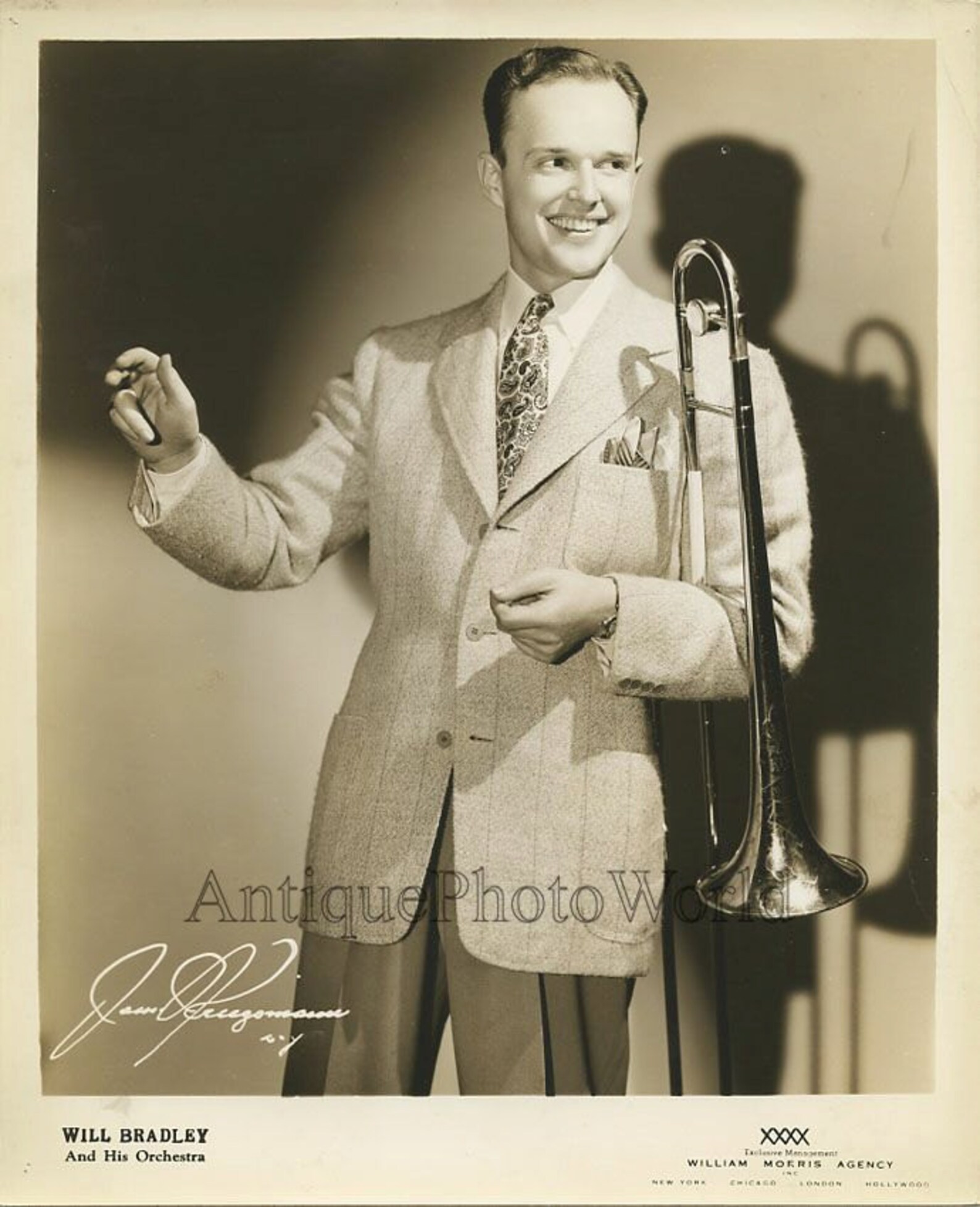 Will Bradley jazz trombone player band leader antique music Etsy