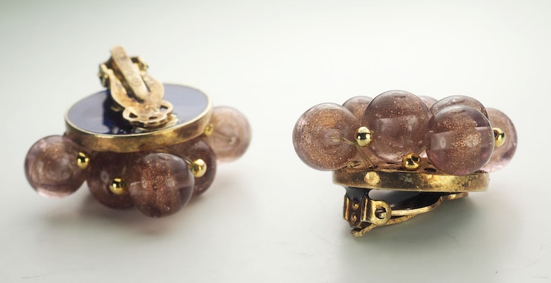 Gorgeous singed vintage glass beads and sterling silver clip on earrings