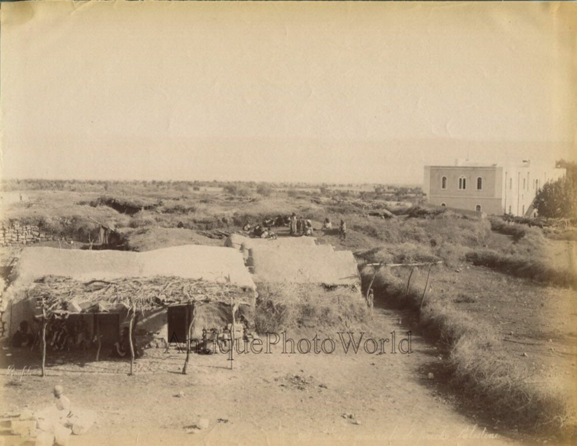 Jericho village houses people Palestine antique albumen photo Etsy