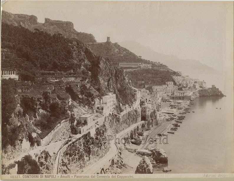 Convento dei Cappuccini panorama Amalfi antique albumen photo Br