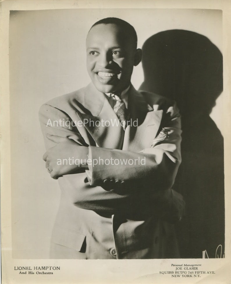 Jazz vibraphonist Lionel Hampton antique music photo