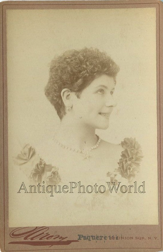 Short Haired Actress Paquerette Antique Cabinet Photo By N Etsy