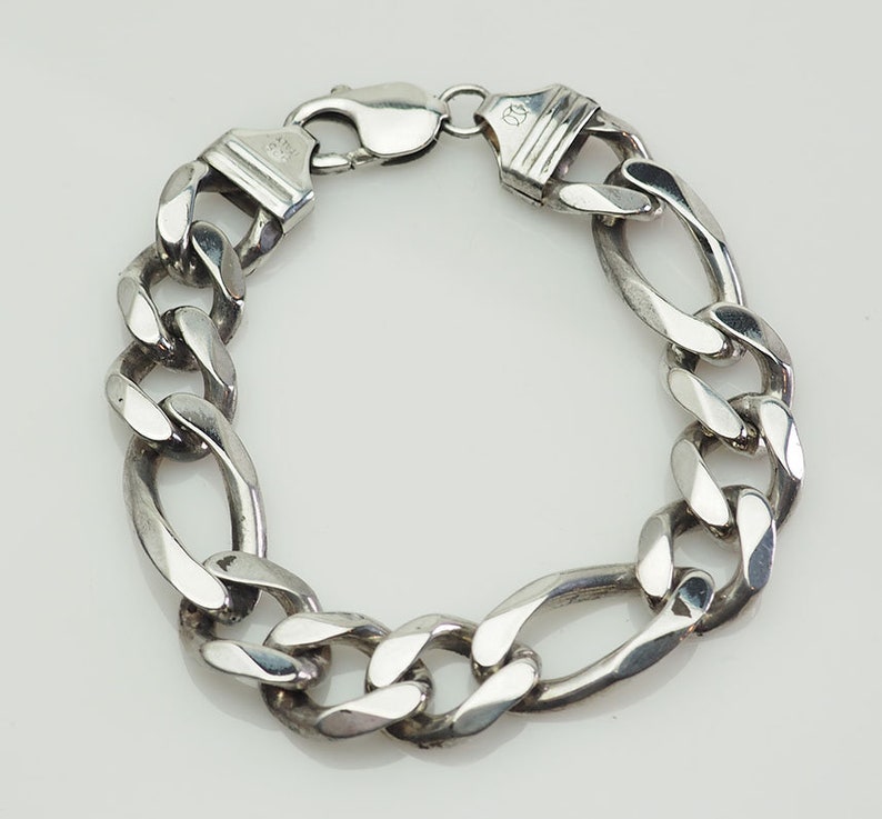 Heavy curb chain sterling silver elegant designer bracelet Italy