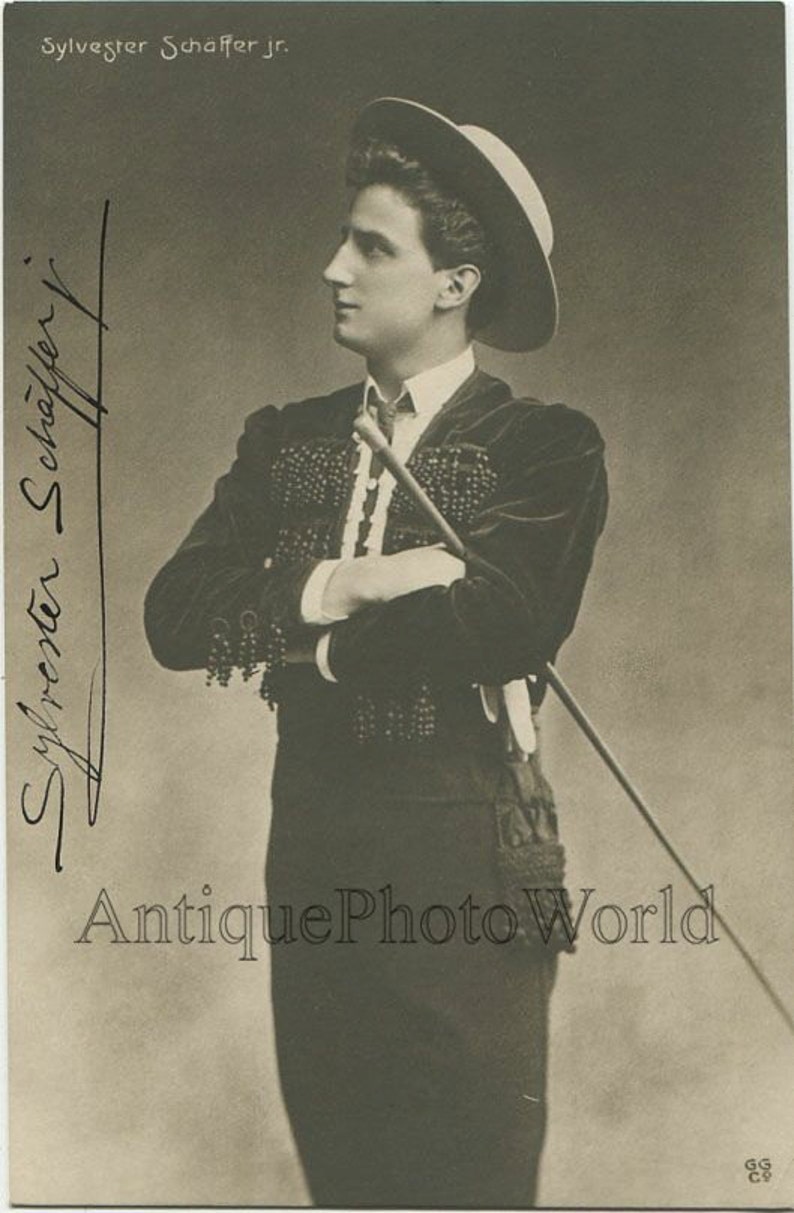 Sylvester Schaffer in costume vaudeville act antique hand image 0