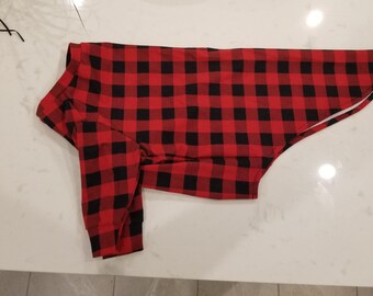 Red Black Buffalo Check stretch cotton dog shirt - ready to ship