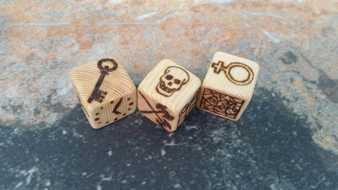Handmade Wooden Fortune Telling Dice Archetype Symbols Etsy