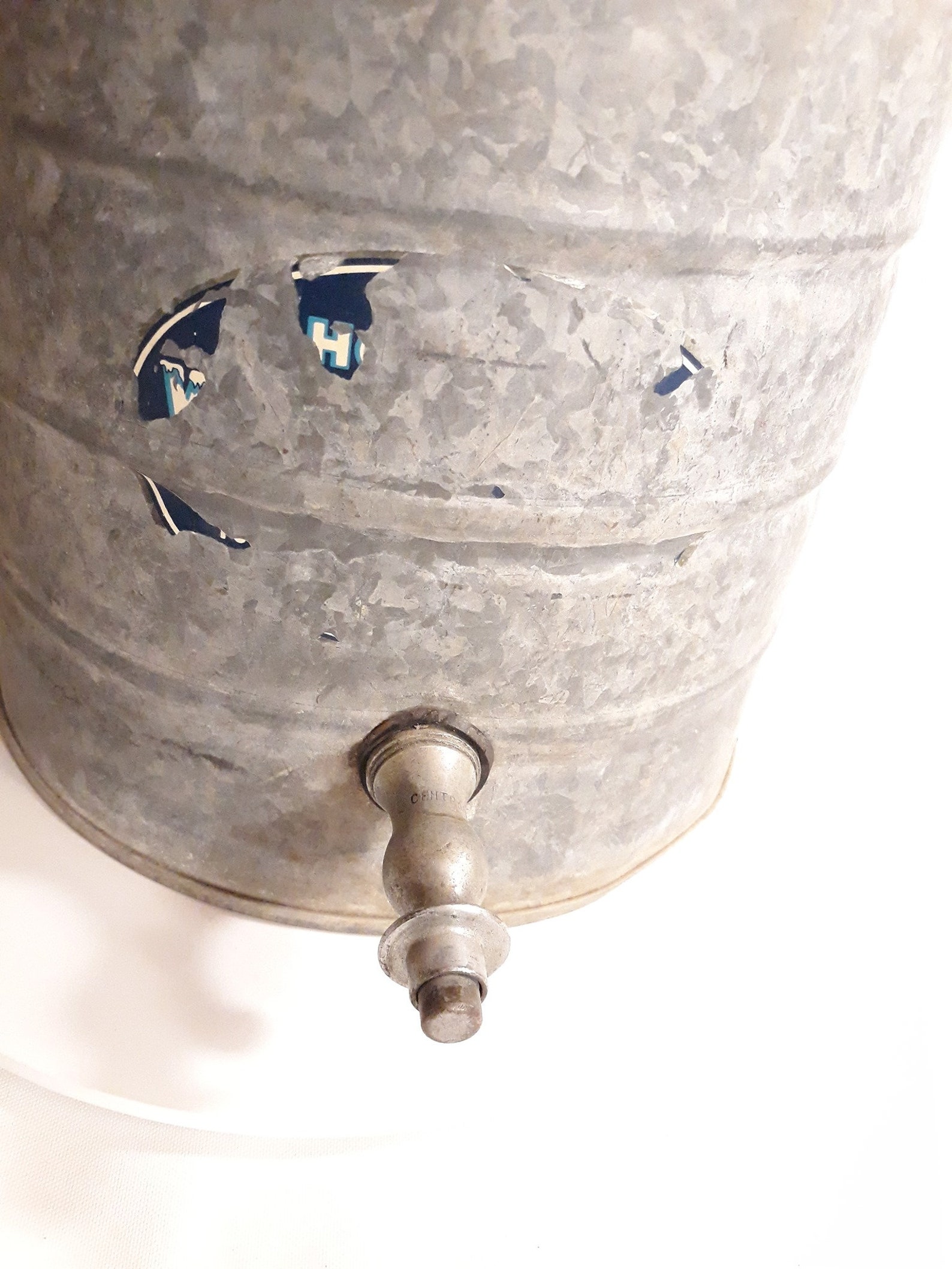 Vintage Water Cooler Dispenser Galvanized Metal Wood Handle Etsy