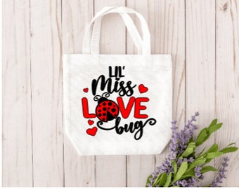 Lil Miss Love Bug Tote, Love Bug Tote Bag, Little Girl's Tote Bag, Ladies Tote Bag, Love Bug Tote, Ladies Tote Bag, Tote Bags