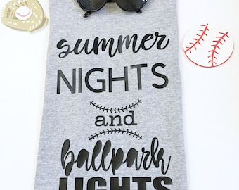 Summer Nights And Ballpark LIghts Tee Shirts, Baseball Tee Shirts, T-Ball Tee Shirts, Shirts For Baseball, Baseball Tshirts