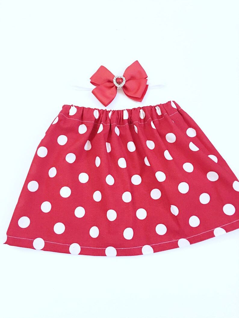red and white polka dot skirt