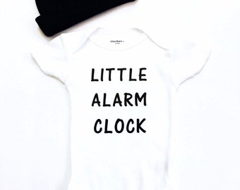 Little Alarm Clock Tee Shirts, Little Alarm Clock Bodysuits, Newborn Funny Shirts, Take Baby Home Outfit, Welcome Baby Home Tee Shirt