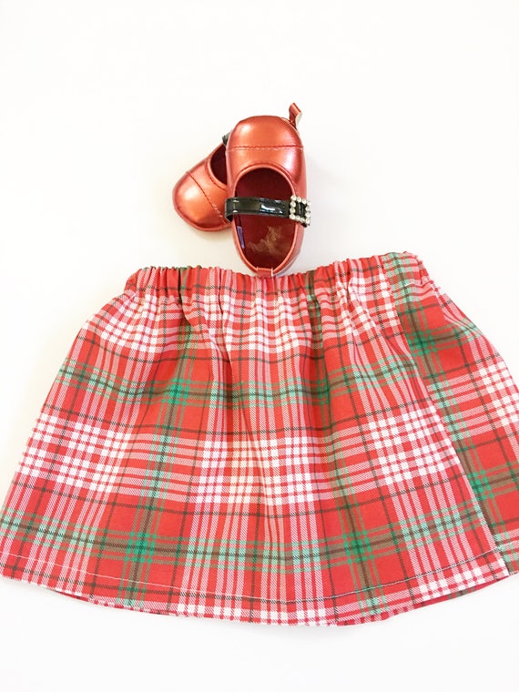 Girl S Red White And Green Skirts Plaid Skirts For Etsy