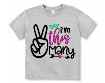 I'm This Many Shirt, 2nd Birthday Shirt, Two Birthday Shirt, 2 Year Old Birthday, Two Year Old, 2nd Birthday Tee, Girl's Birthday Shirt