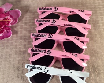 PINK WAYFARER SUNGLASSES Personalized for a Bridesmaid Gift, Wedding Keepsake, Bridal Party gift, Girls getaway. Add a Personalized Case.