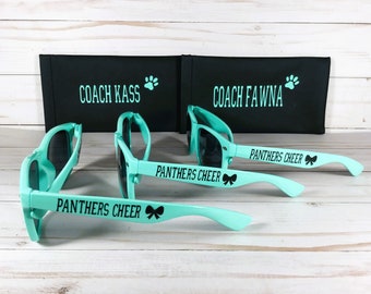 TEAL WAYFARER SUNGLASSES Personalized for a Team Activity, Birthday Party,  Girls Getaway, Quinceanera. Perfect gift! Personalized cases.