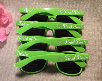 LIME GREEN PERSONALIZED Wayfarer Sunglasses. Your entourage will really standout in these! For cheer, fiesta, birthday parties and more!