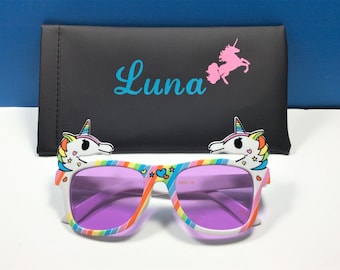 PERSONALIZED UNICORN SUNGLASSES Engraved  with a Name Free!  Party favor, birthday, just for fun. Age 3 to 7.!