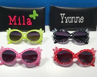 Girls Personalized Polka Dot Sunglasses with Bows - Engraved Name