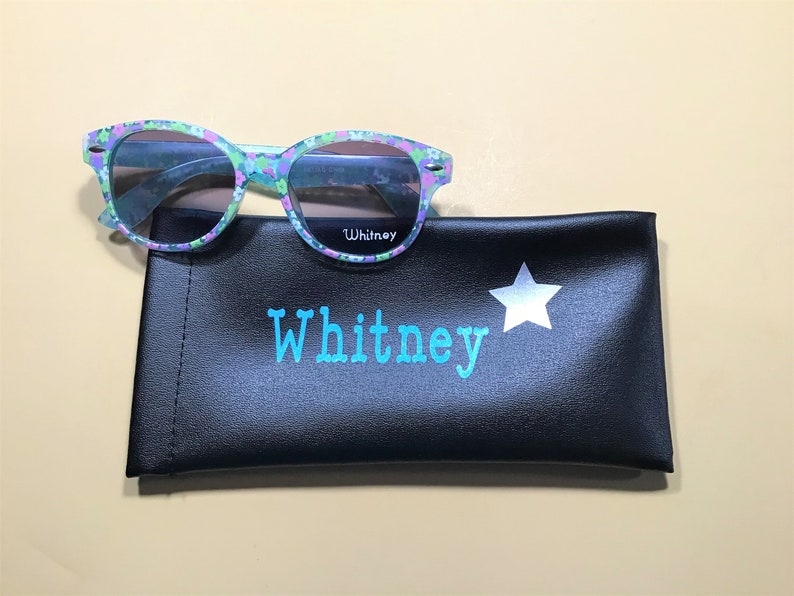 Personalized Flower Sunglasses: Free Engraving, UV Protection Teal