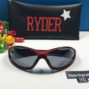 Personalized Boys Sunglasses: Engraved Name, Sports UV Protection, Ages 5-12