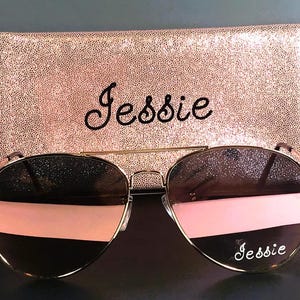 Rose Gold Mirror Lens Sunglasses: Personalized Glitter Case image 6