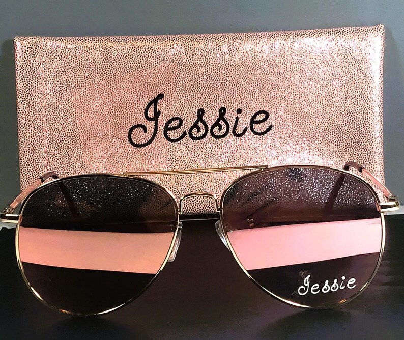 Rose Gold Mirror Lens Sunglasses: Personalized Glitter Case image 6
