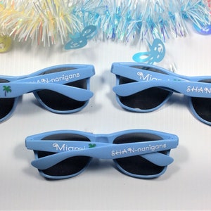 Personalized Light Blue Wayfarer Sunglasses: Party Favors Both arms
