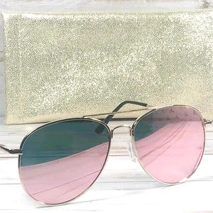 Rose Gold Mirror Lens Sunglasses: Personalized Glitter Case image 3