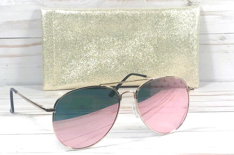 Rose Gold Mirror Lens Sunglasses: Personalized Glitter Case image 3