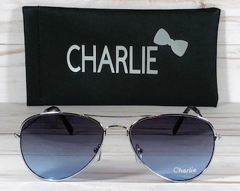 Personalized Aviator Sunglasses for Kids: Free Name Engraving, UV Protection