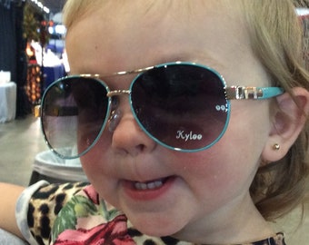 Engraved Aviator Sunglasses: Rhinestone Gem Frames, Baby-Toddler Gift