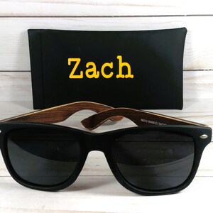 PERSONALIZED BAMBOO SUNGLASSES. For sports activities, birthday gift, wedding gift. Classic and sharp lookin'. Brn arms-matte frame