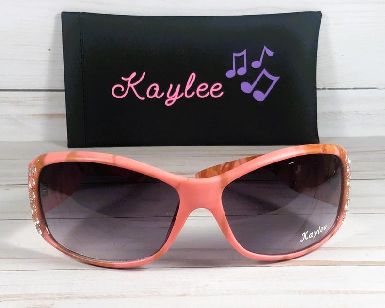 Personalized Rhinestone Camo Sunglasses with Faux Leather Case image 3
