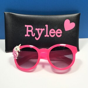 Personalized Unicorn Sunglasses: Engraved Kids Birthday Party Gift Pink