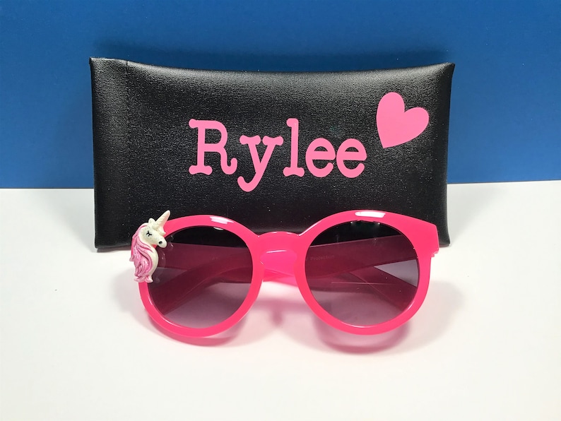Personalized Unicorn Sunglasses: Engraved Kids Birthday Party Gift Pink