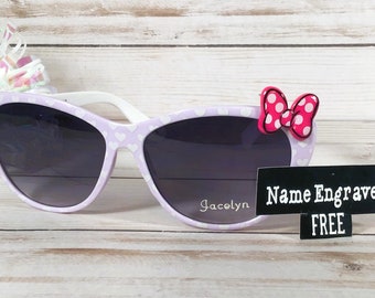 Personalized Kids Sunglasses: Engraved Name, Bow Accent, Party Favor