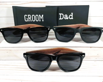 PERSONALIZED BAMBOO SUNGLASSES. For all your wedding party and Perfect for all sports activities as well. Personalized Faux Leather Cases.