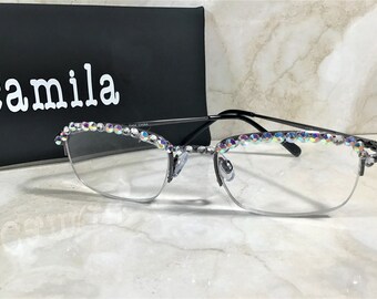 GLAMOURUS CRYSTAL READERS for a special day in your life. Wedding, party, festival, concert. Free Faux Leather case with your name. +1.75