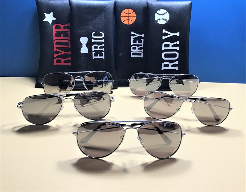 ROCK STAR Sunglasses with FREE Engraving Very cool Mirror lens. Personalized Cases. Sports, Birthday, Party gift. Age 2 to 5. image 1