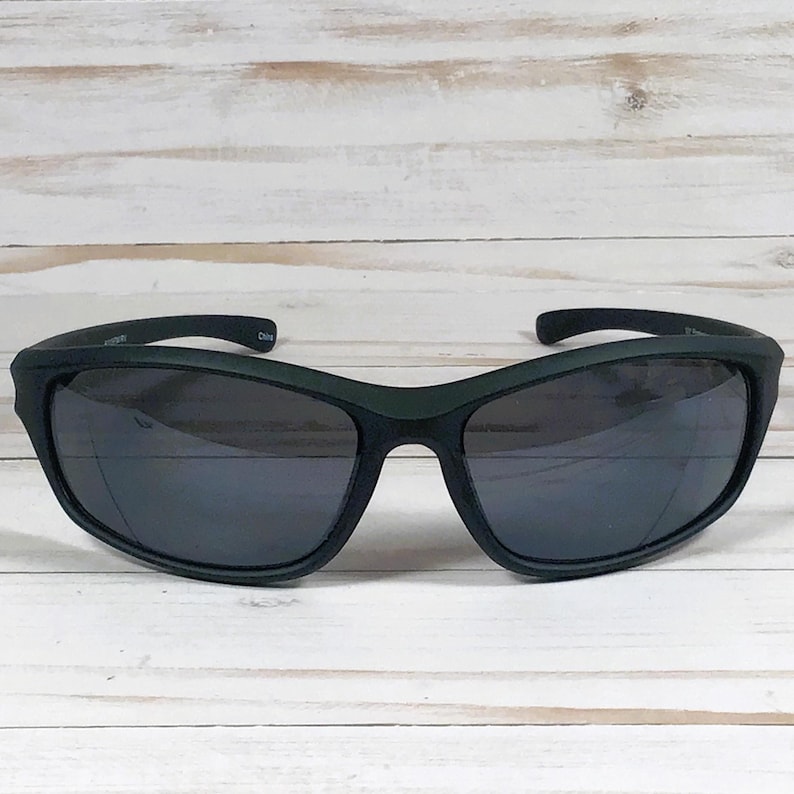 Personalized Sports Sunglasses: Engraved Name, UV Protection, Microfiber Pouch Black