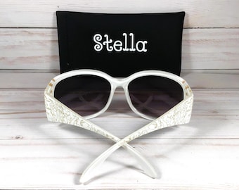 Personalized Sunglasses: Rhinestone Paisley Design, Engraved Name, Custom Case