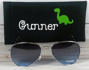 Lunettes de soleil aviateur personnalisées pour enfants : gravure du nom gratuite, protection UV