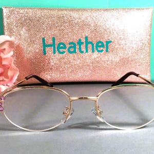 Pink Crystal Reading Glasses +2.00 with Personalized Case image 7