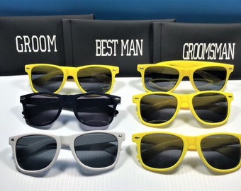 YELLOW WAYFARER SUNGLASSES Personalized for weddings. birthday party, girls getaway. Such a fun color!