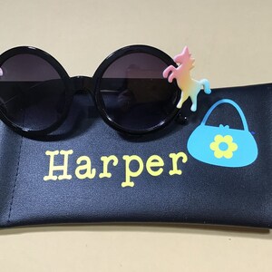 Personalized Unicorn Sunglasses: Engraved Name, UV Protection Black
