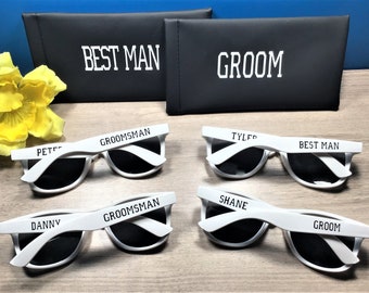 WHITE WAYFARER PERSONALIZED Sunglasses for weddings, birthday parties, spring break, sports, cruise. Personalized any way you can imagine!