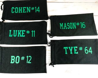 Personalized Black Microfiber Pouch: Custom Name & Image