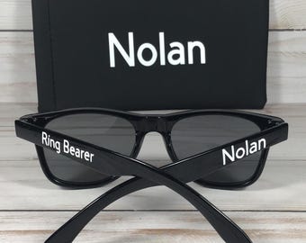 Personalized Black  Wayfarer Sunglasses. Custom Name, Age 2 to 8.