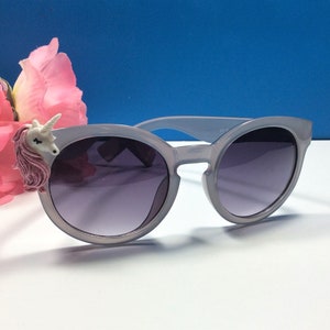 Personalized Unicorn Sunglasses: Engraved Kids Birthday Party Gift Grey