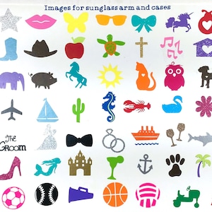 May include: A sheet of colorful stickers featuring various images, including animals, objects, and symbols. The stickers are perfect for decorating sunglasses, cases, and other accessories.